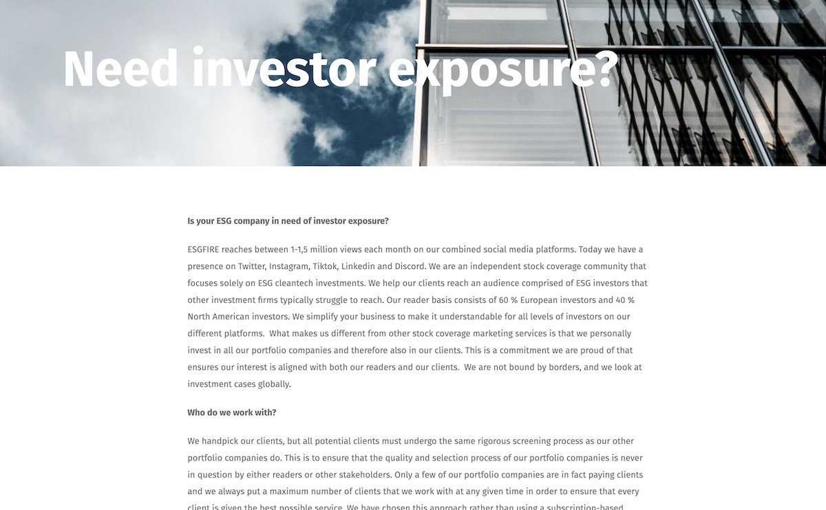 Nyhetshemsida need investor exposure?